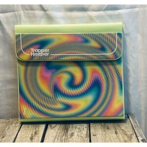 Mead Trapper Keeper Binder Folder Retro Rainbow Swirl Neon Green Organizer Schoo